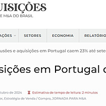 Fuses e aquisies em Portugal caem 23% at setembro